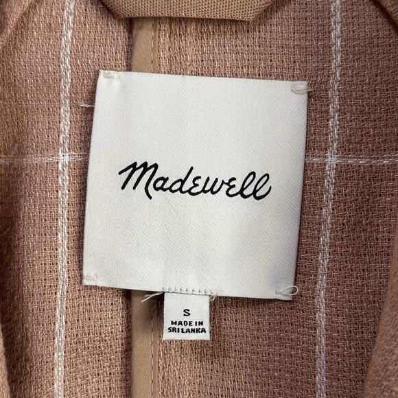 Madewell Breezewoven Larsen Blazer S Windowpane Linen Sandstone Tan 2 Button - Picture 5 of 11